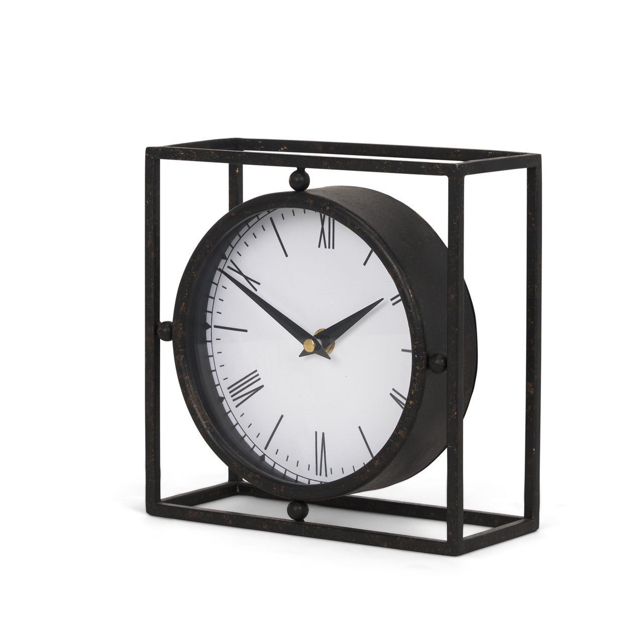 Raisa Black w/ Gold Antiquing Metal Table Clock
