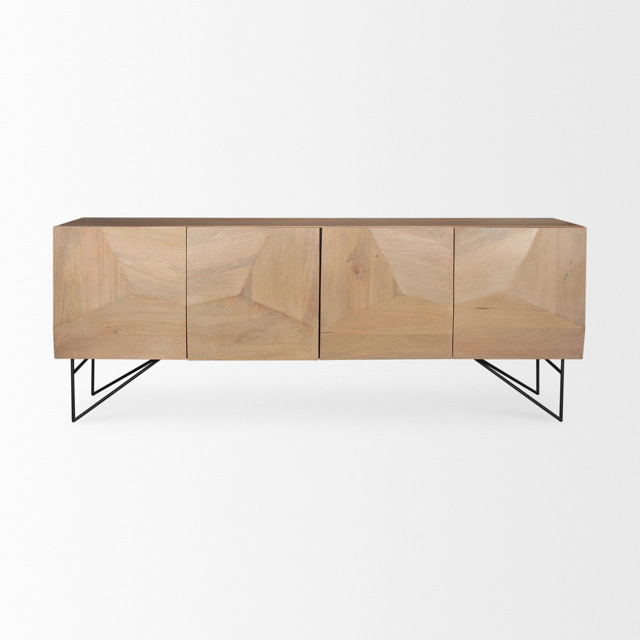Darwin Light Brown Wooden 4 Door w/ 2 Shelves Sideboard