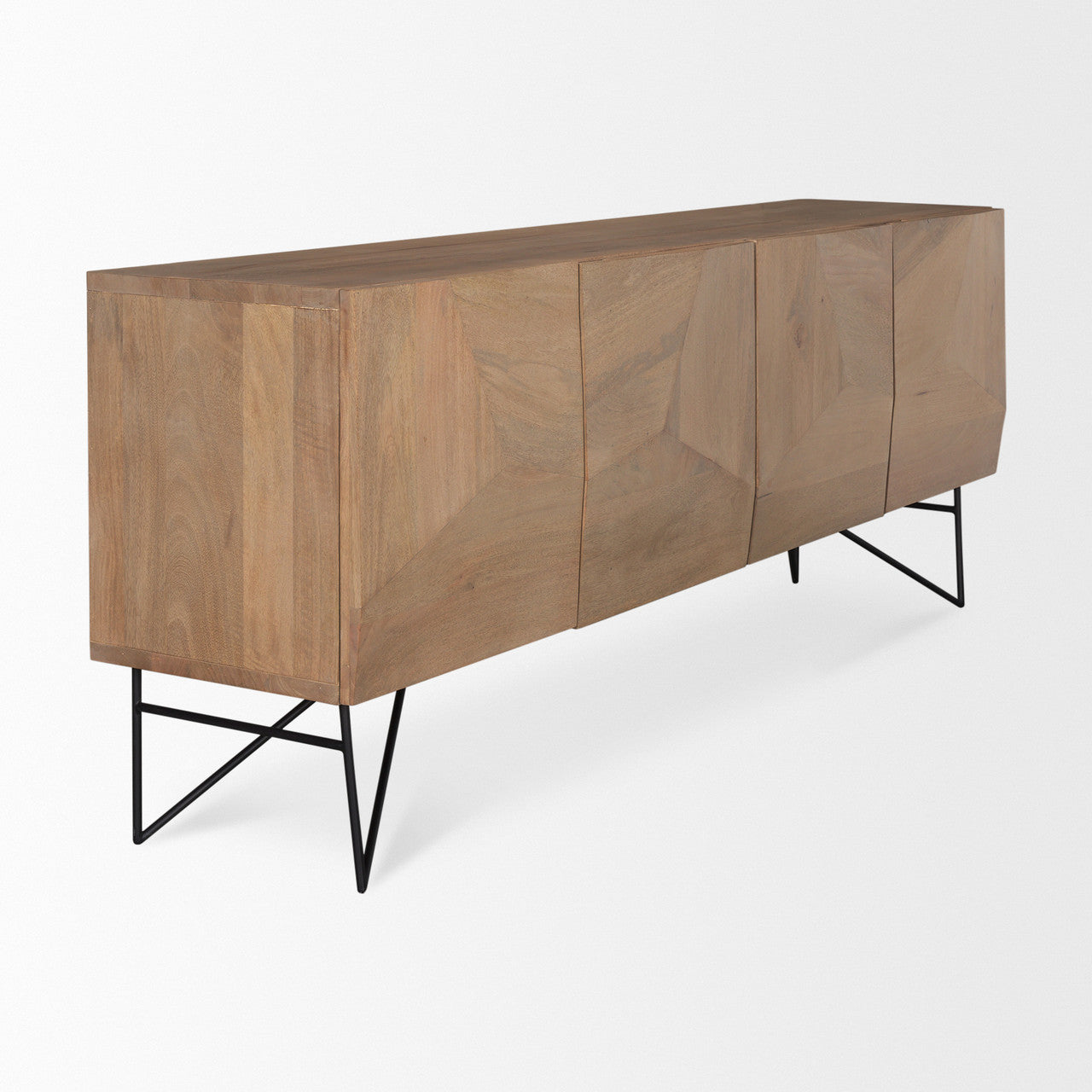 Darwin Light Brown Wooden 4 Door w/ 2 Shelves Sideboard