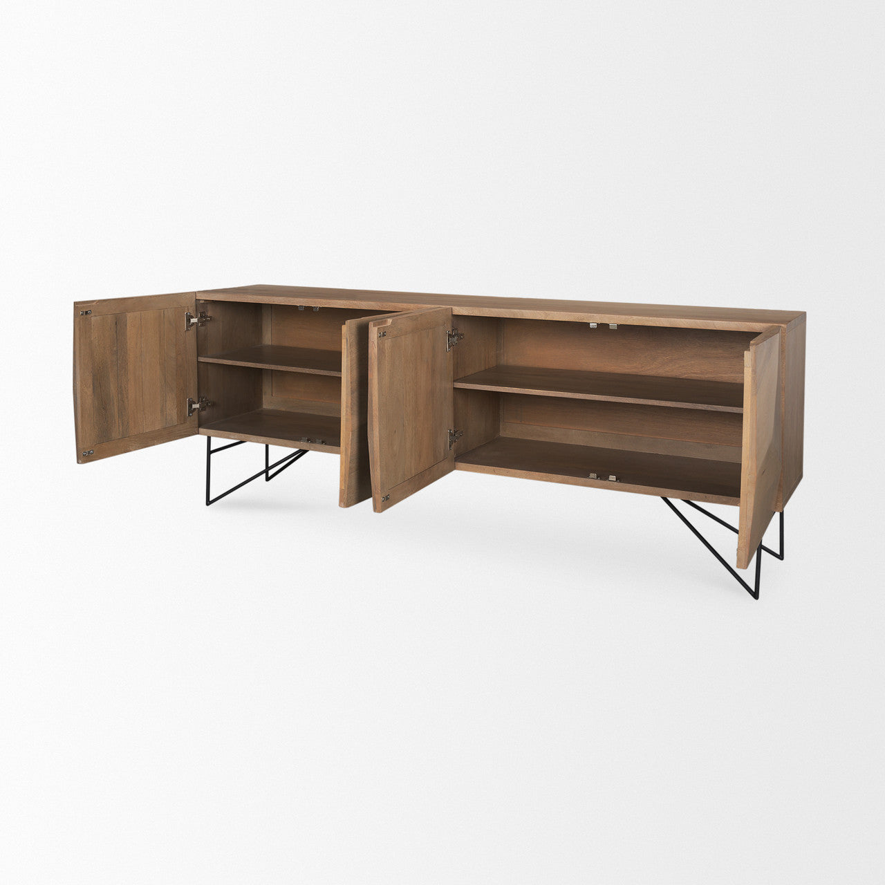 Darwin Light Brown Wooden 4 Door w/ 2 Shelves Sideboard
