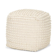 Sakaye Beige w/ Cream Stitched Patterned Pouf