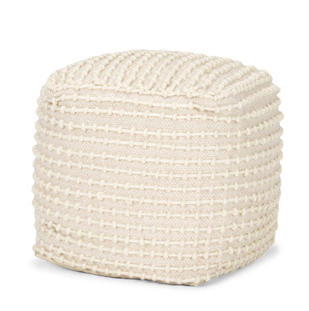 Sakaye Beige w/ Cream Stitched Patterned Pouf