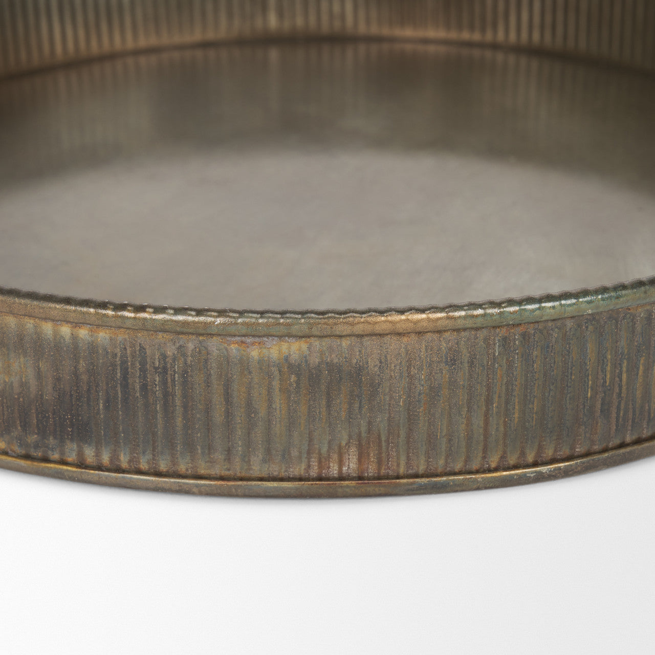 Varun Round Antiqued Brass Metal Tray (Set of 2)