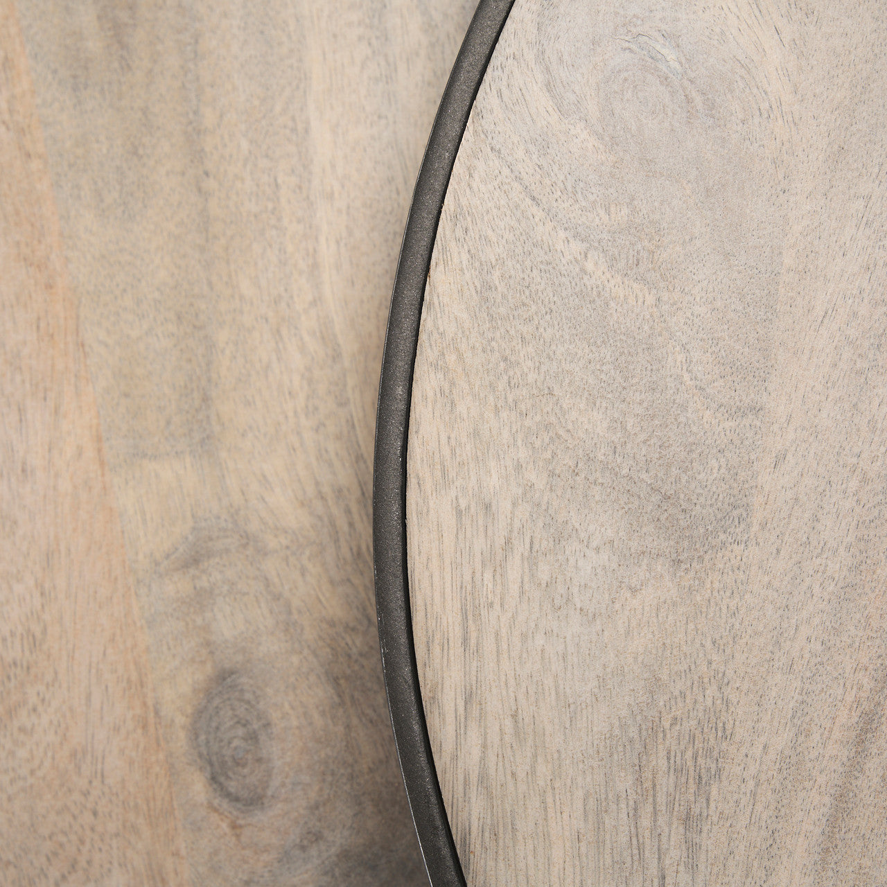 Clapp Round Light Brown W/ White Wash Wood and Silver Metal Nesting Accent Tables (Set of 2)