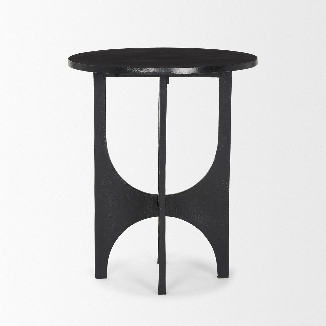 Sobi Textured Matte Black Round Metal Accent Table
