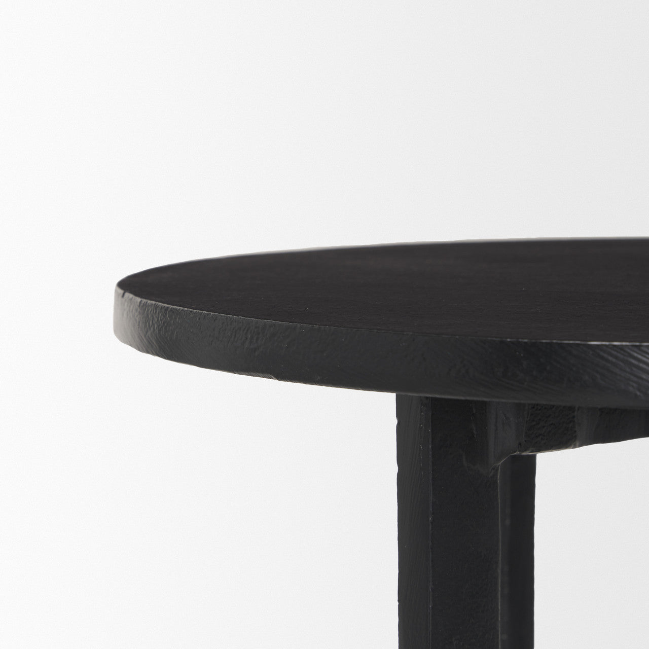 Sobi Textured Matte Black Round Metal Accent Table
