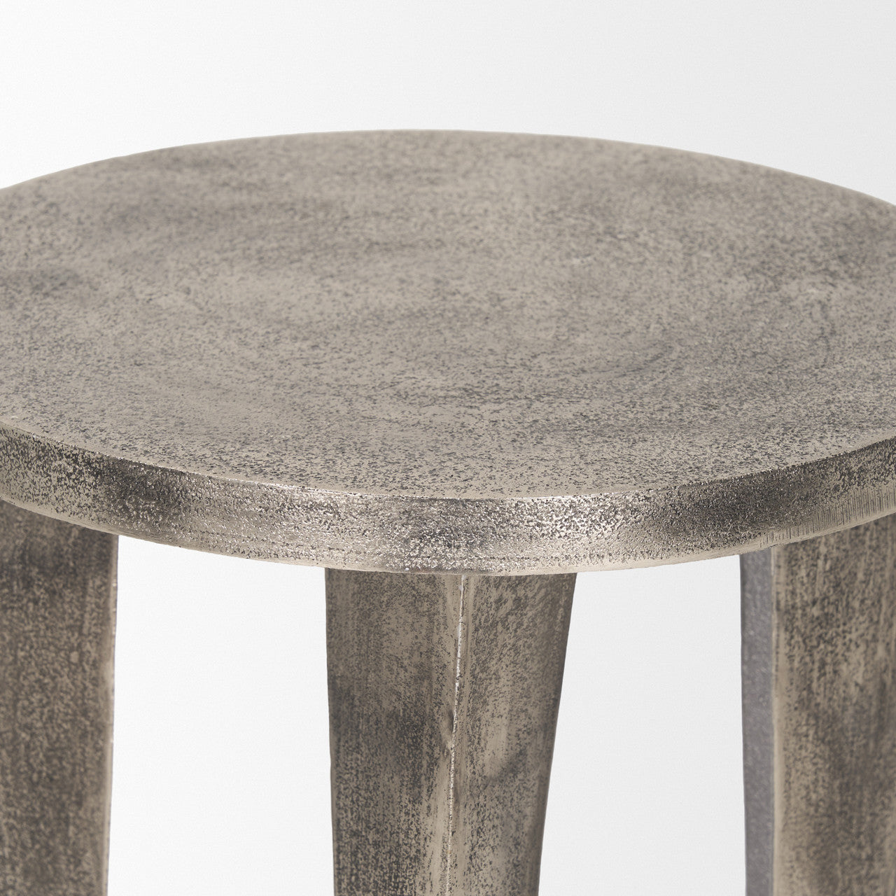 Maggie Textured Silver Nickel Cast Aluminum Metal Accent Table
