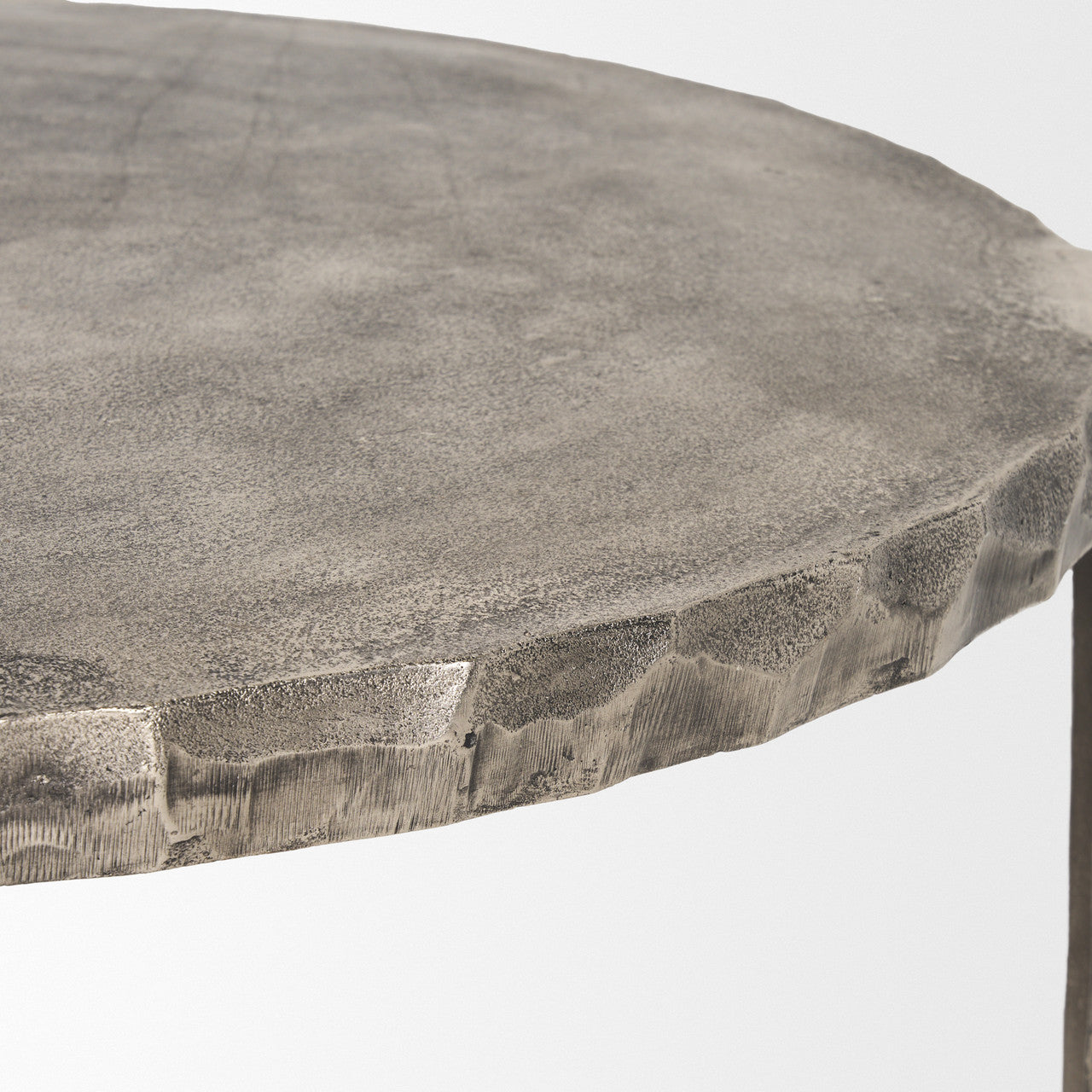 Randy Silver Nickel Cast Aluminum Metal Coffee Table