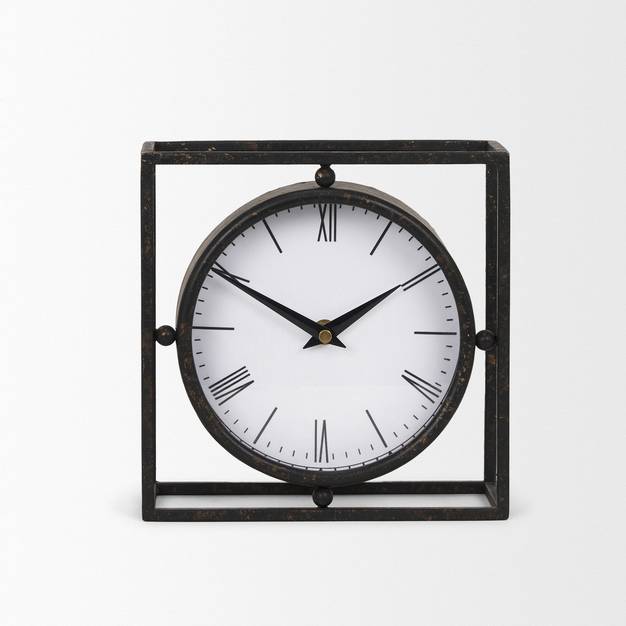 Raisa Black w/ Gold Antiquing Metal Table Clock