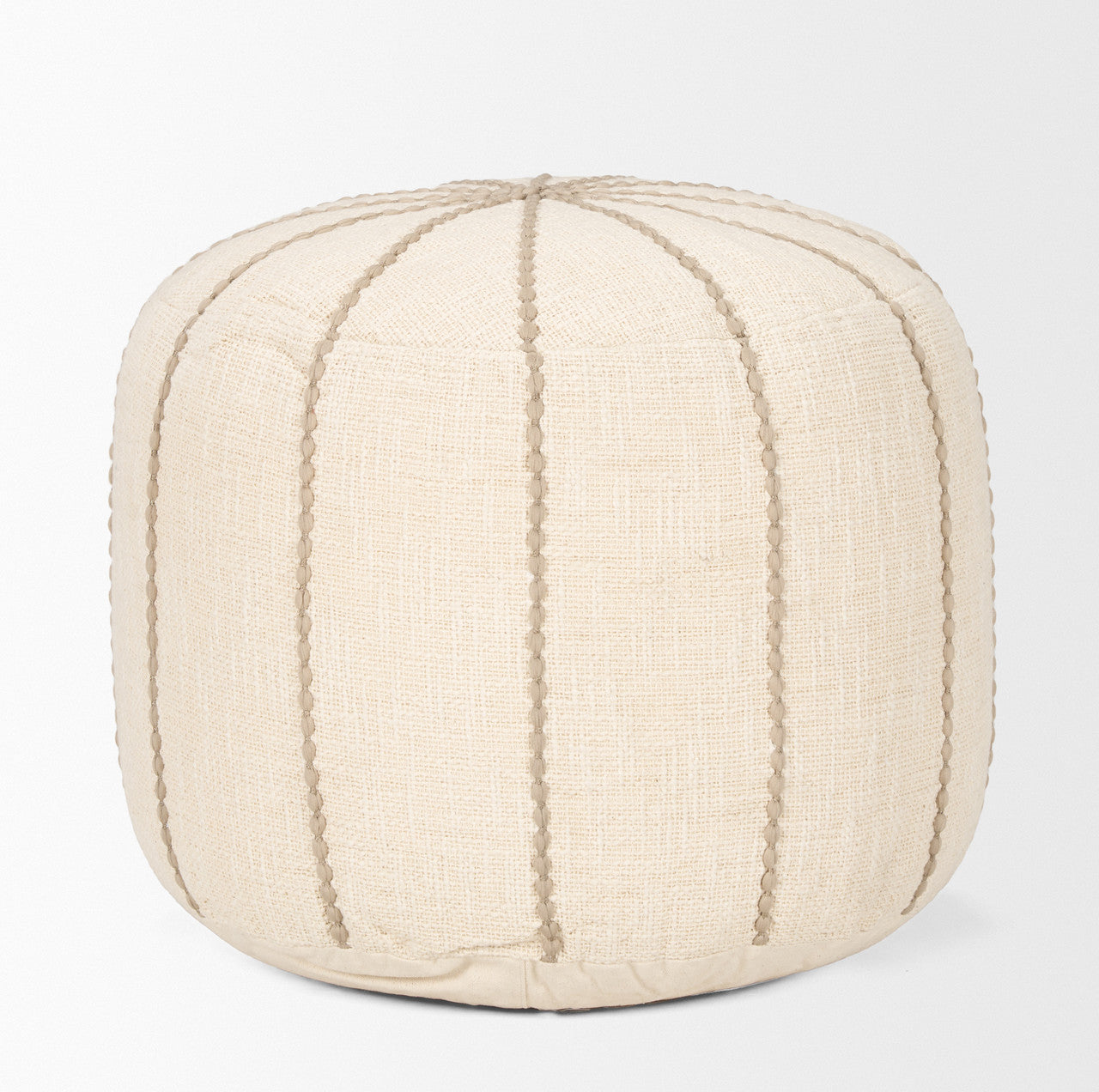 Sachi Beige w/ Stitching Pouf