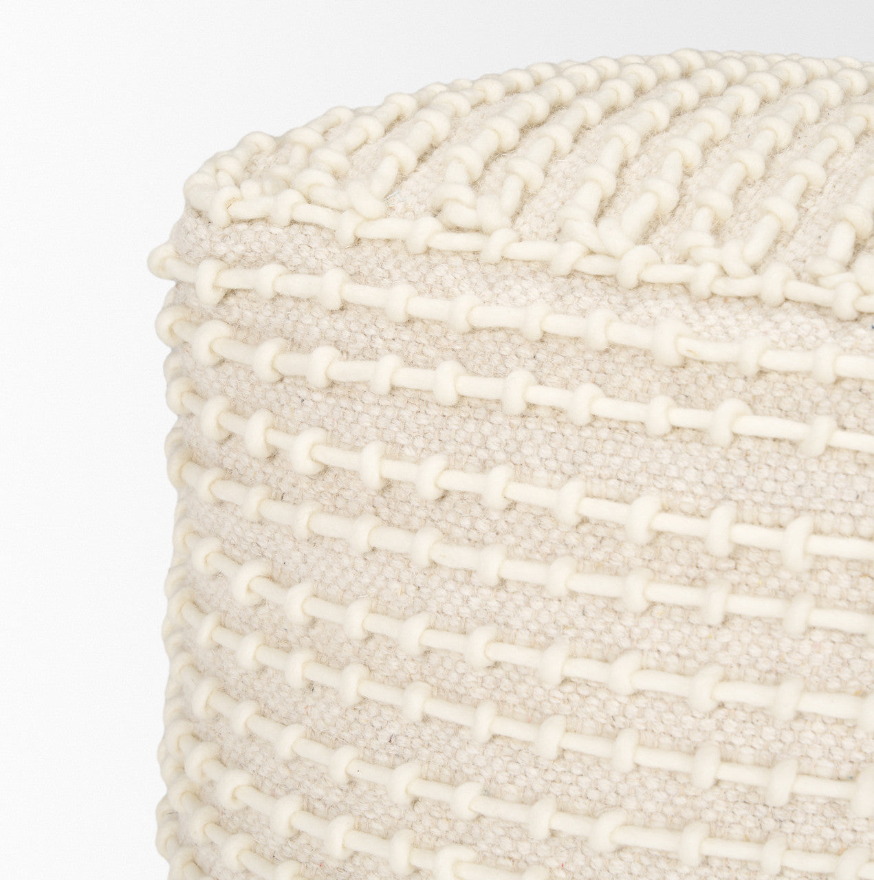 Sakaye Beige w/ Cream Stitched Patterned Pouf