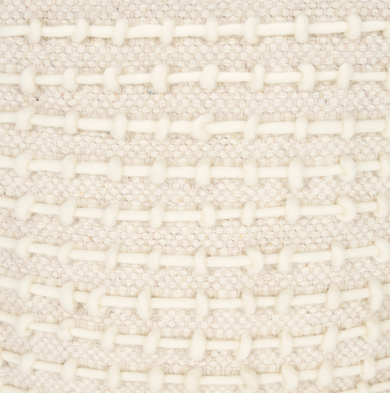 Sakaye Beige w/ Cream Stitched Patterned Pouf
