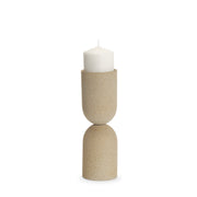 Qamra Medium Beige Textured Metal Pillar Candle Holder Candle Holder
