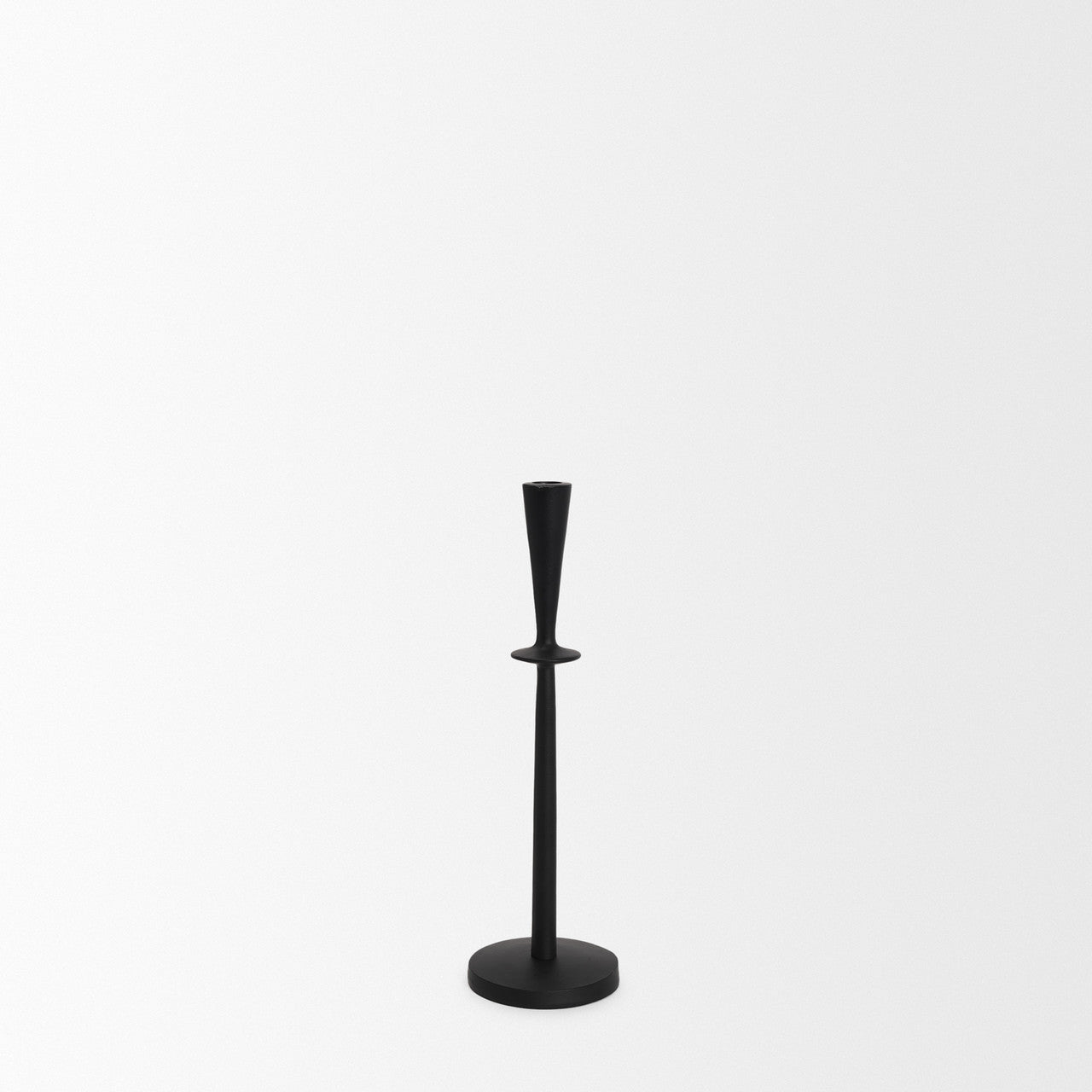 Qwin Matte Black Cast Aluminum Tall Candle Holder