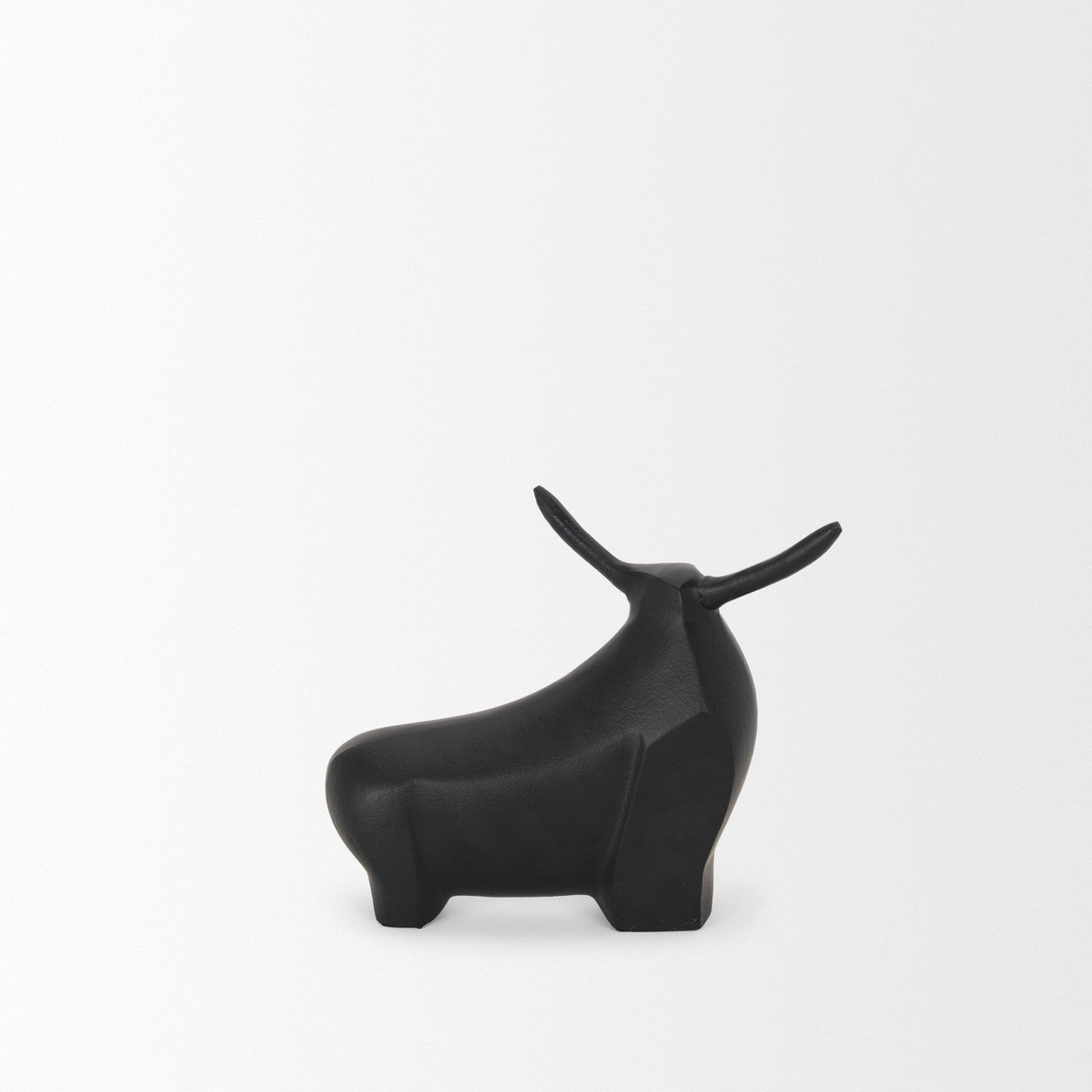 Radu Small Matte Black Metal Bull Decorative Object