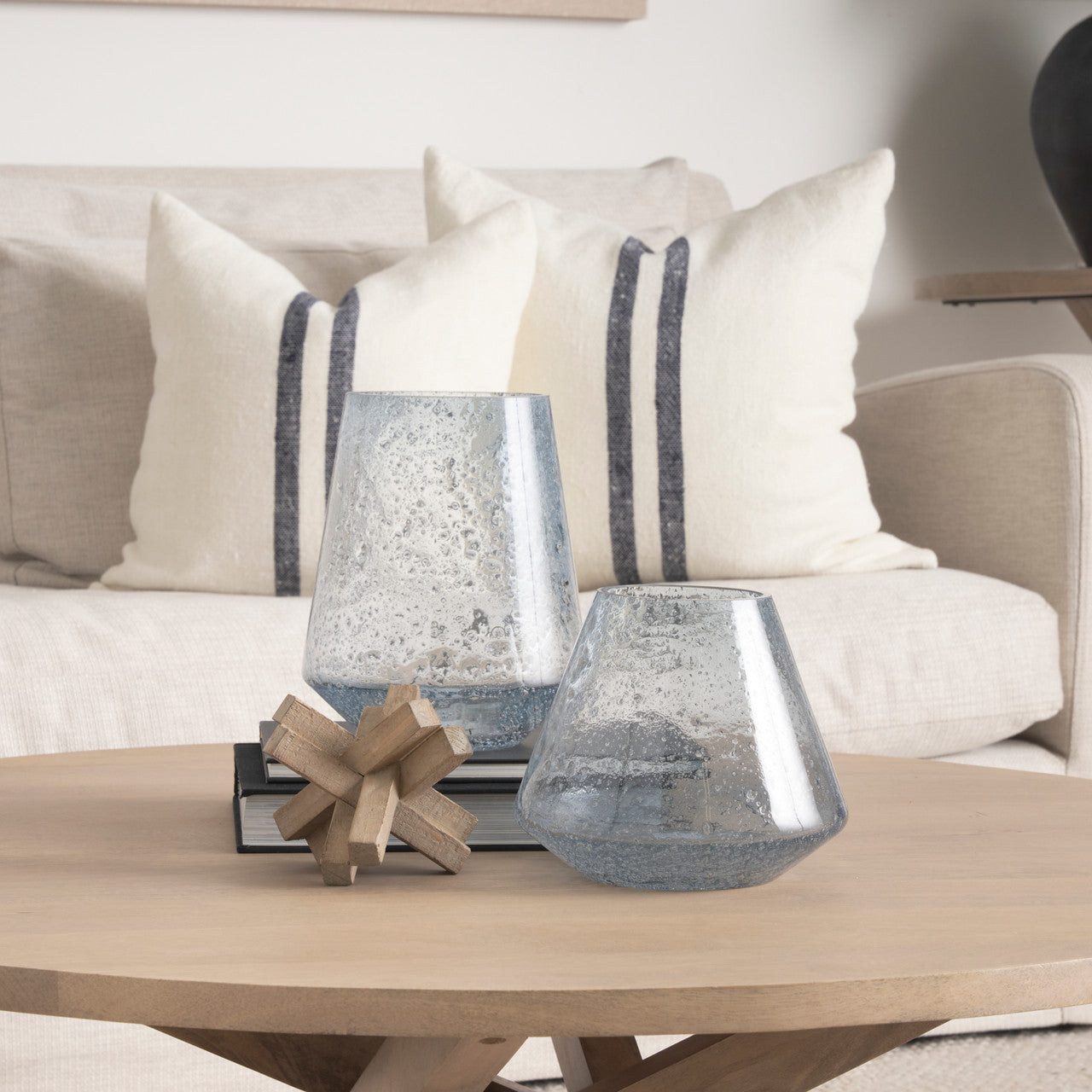 Robyn Short Blue Glass Vase