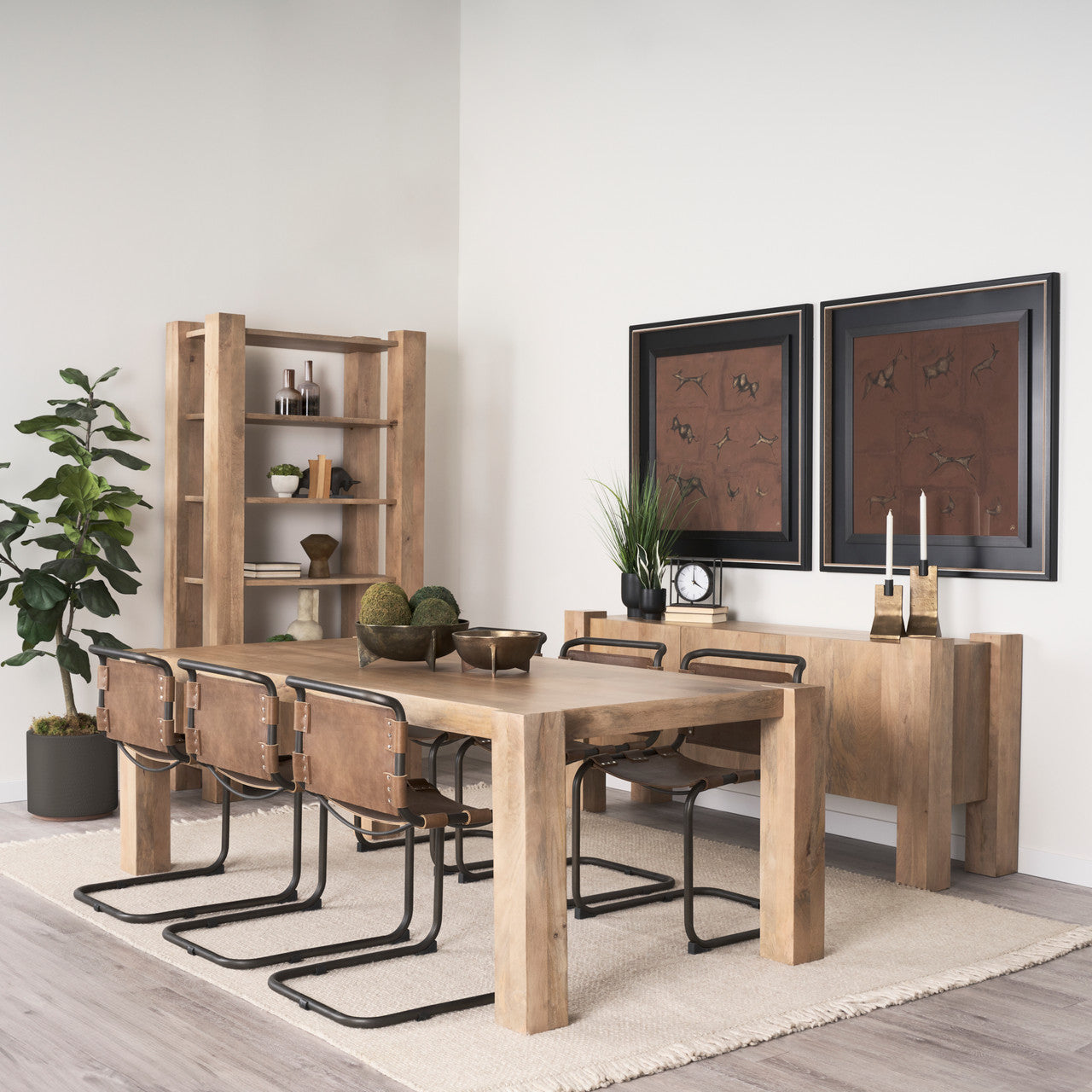Beth Light Brown Wood w/ 3 Doors Sideboard