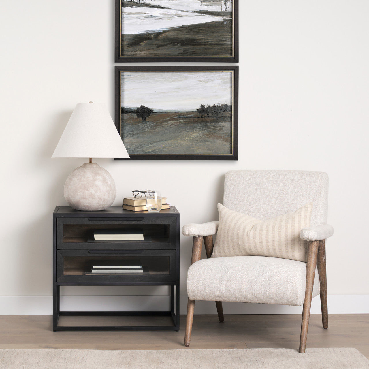 Sloan Black Wood W/Black Metal Frame Side Table