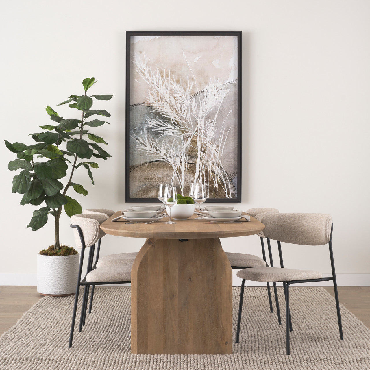 Corey Dining Chair w/ Oatmeal Fabric & Matte Black Metal