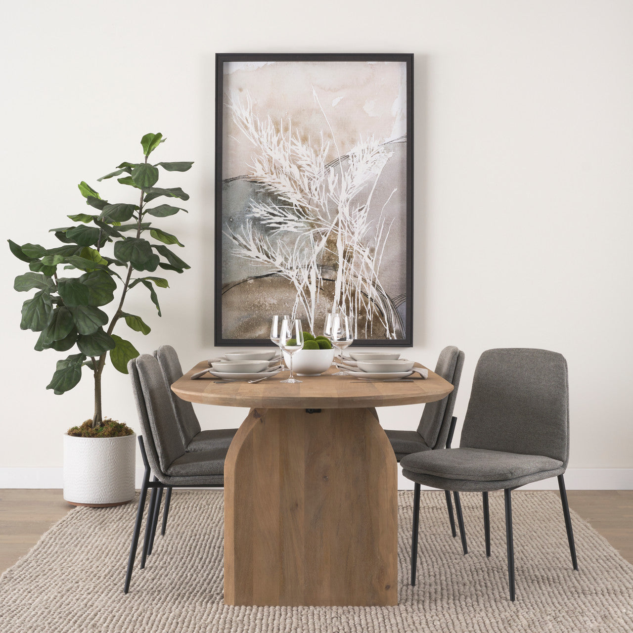 Eve Dining Chair w/ Gray Fabric & Matte Black Metal