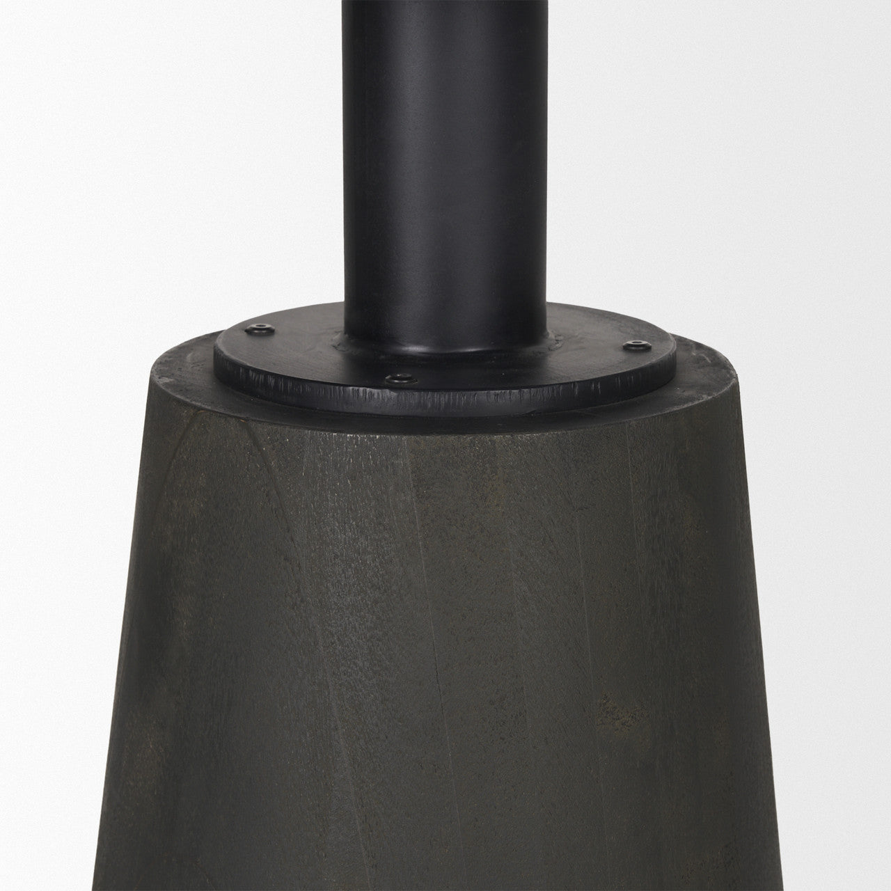 Maxwell 48L x 48W x 30H Round White Marble Top w/ Black Metal and Wood Pedestal Base Dining Table