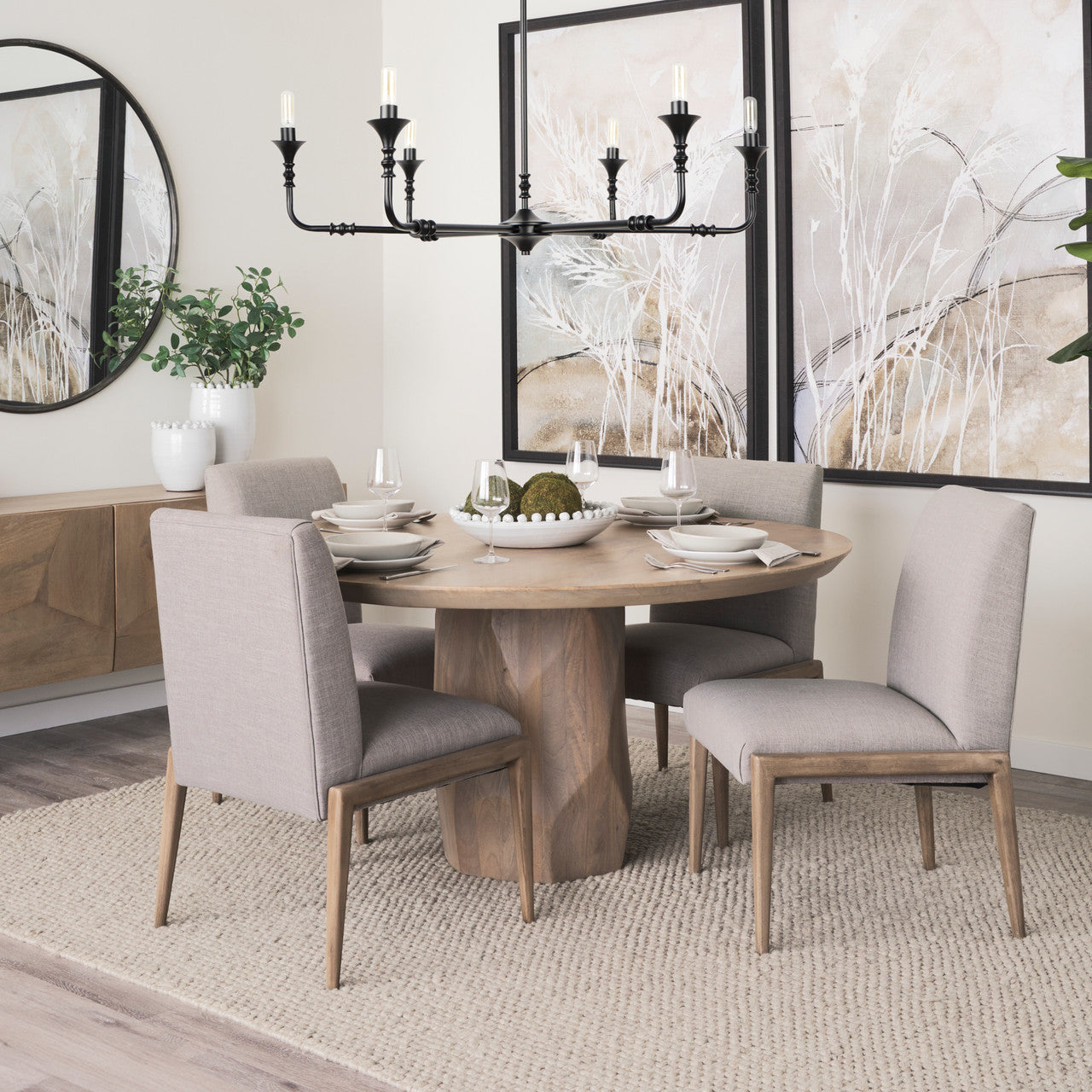 Palisades Gray Upholstery w/ Solid Wood Armless Dining Chair