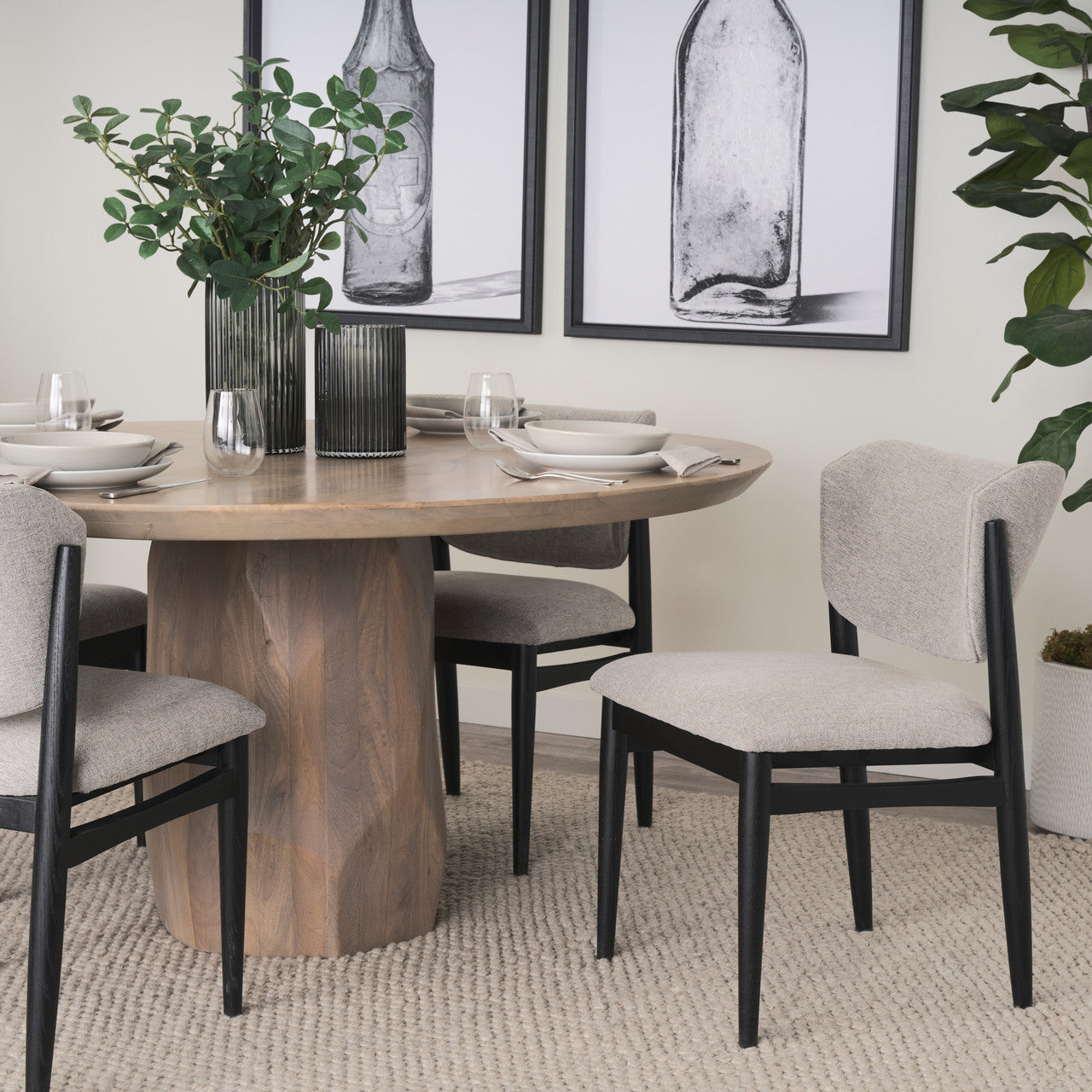 Cline  20.9L x 23.0W x 31.9H Gray Fabric W/Black Wood Dining Chair
