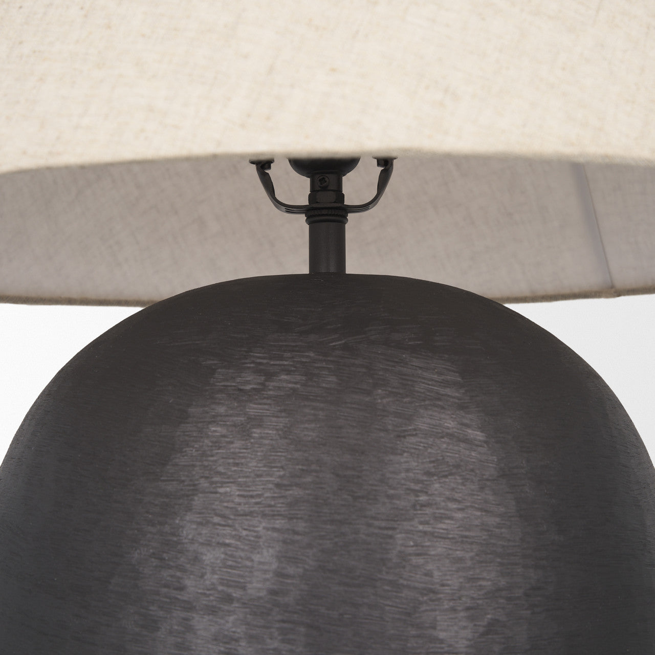 Sadiyah Black Brushed Metal w/ Beige Shade Table Lamp