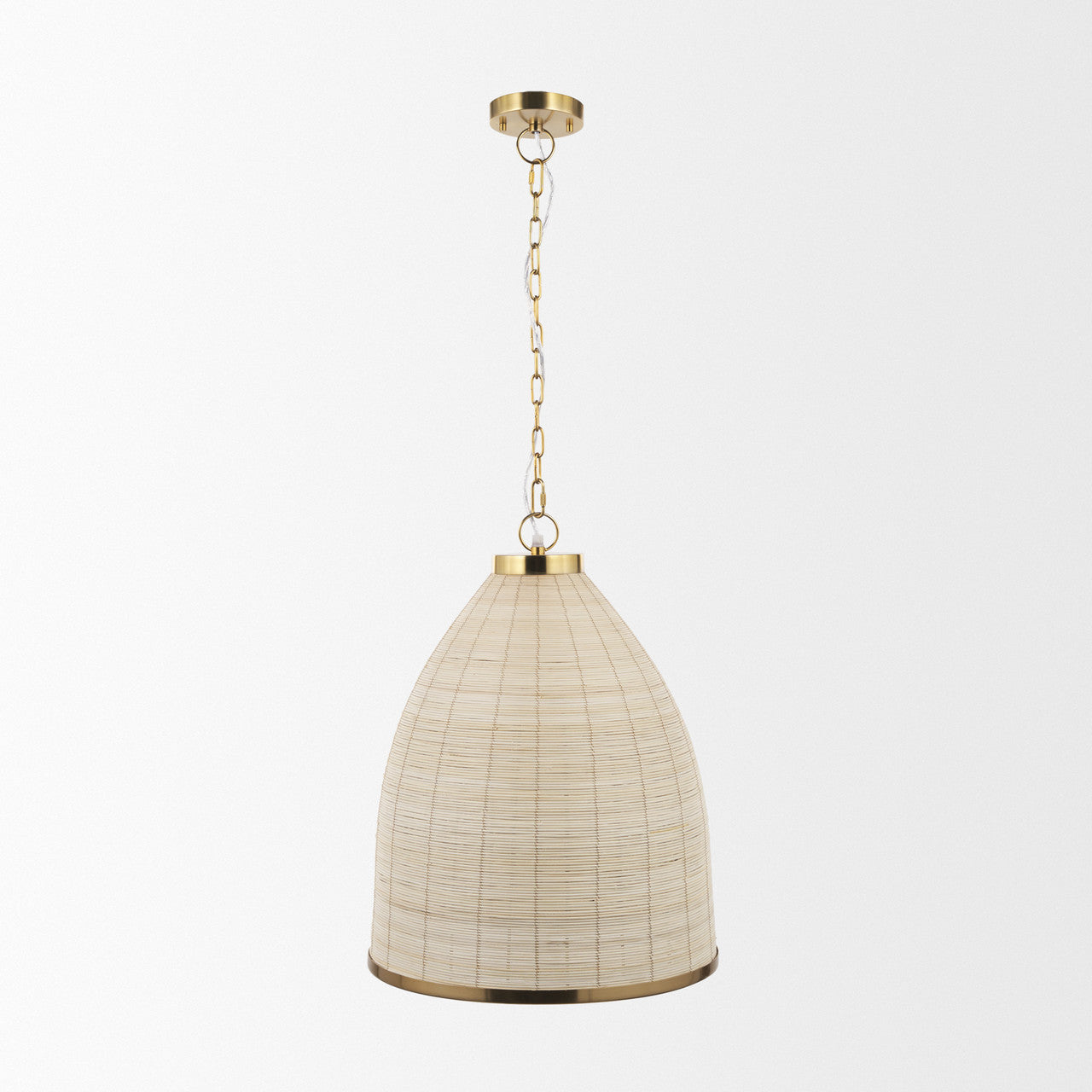 Saliha Cane w/ Brass Metal Pendant Light