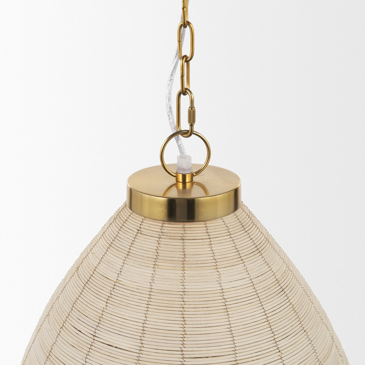 Saliha Cane w/ Brass Metal Pendant Light