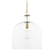 Sadah Large Clear Blown Glass w/ Gold Metal Pendant Light