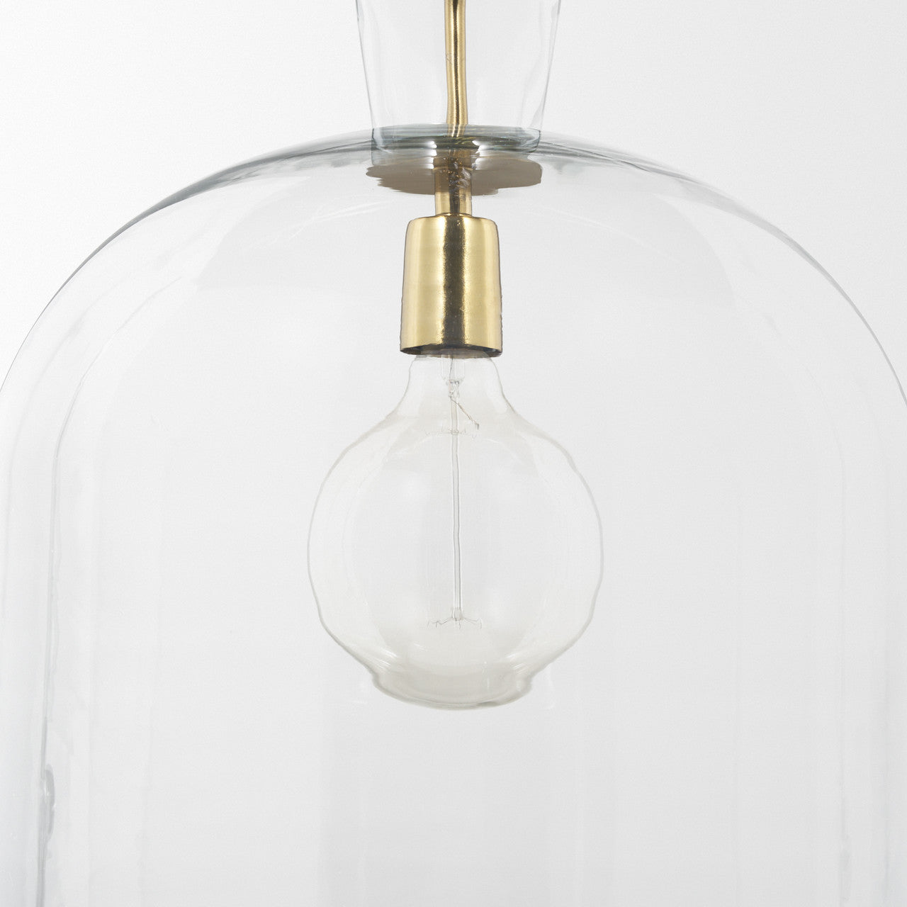 Sadah Large Clear Blown Glass w/ Gold Metal Pendant Light