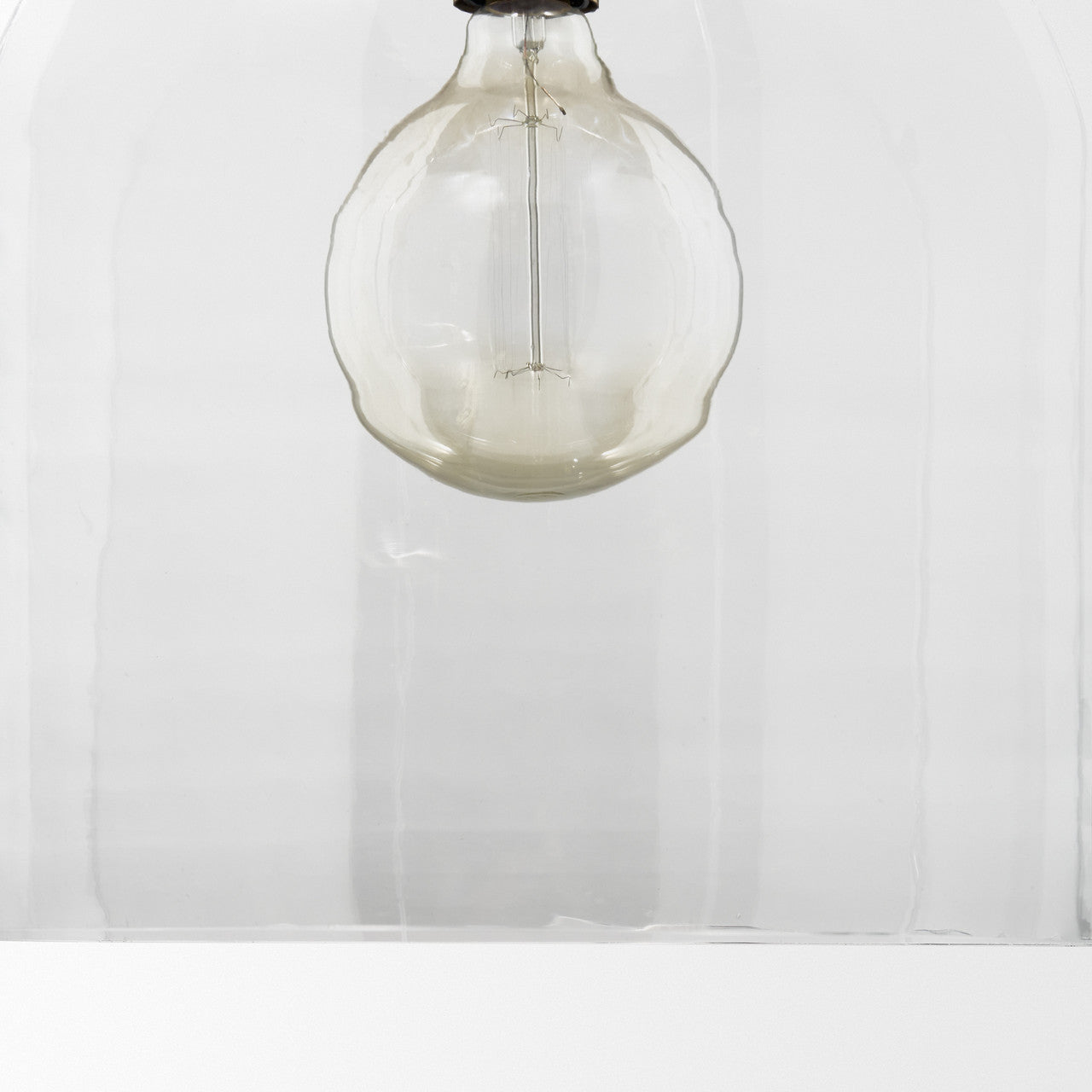 Sadah Large Clear Blown Glass w/ Gold Metal Pendant Light