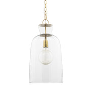 Sadah Tall Clear Blown Glass w/ Gold Metal Pendant Light