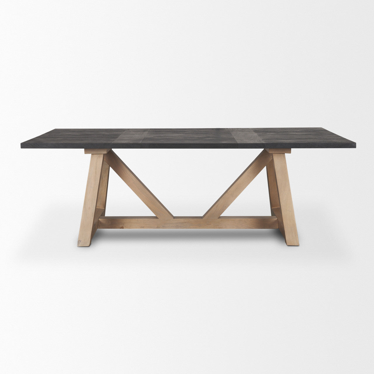 Rialto Rectangular Two-Tone Black and Brown Solid Wood Dining Table