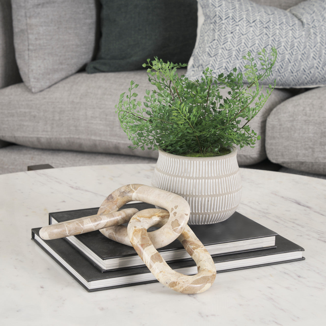 Reinir Beige Marble Chain Link Decorative Object