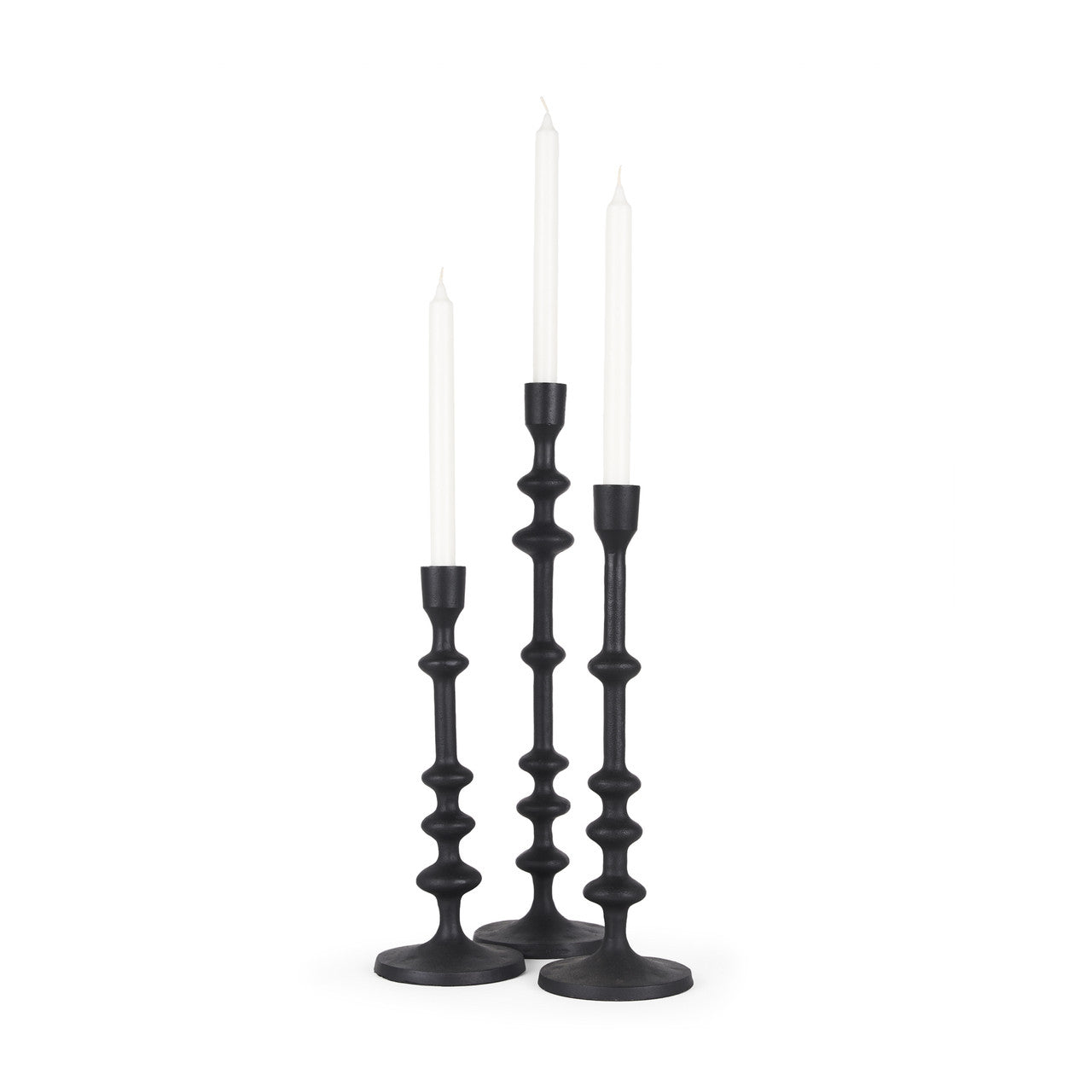 Paolo Matte Black Metal Candle Holder (Set of 3)