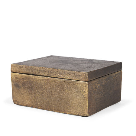 Porschia Large Antiqued Gold Metal Decorative Box