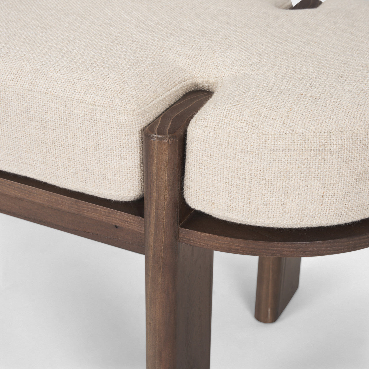 Sohan Dark Elm Wood w/ Oatmeal Fabric Bench