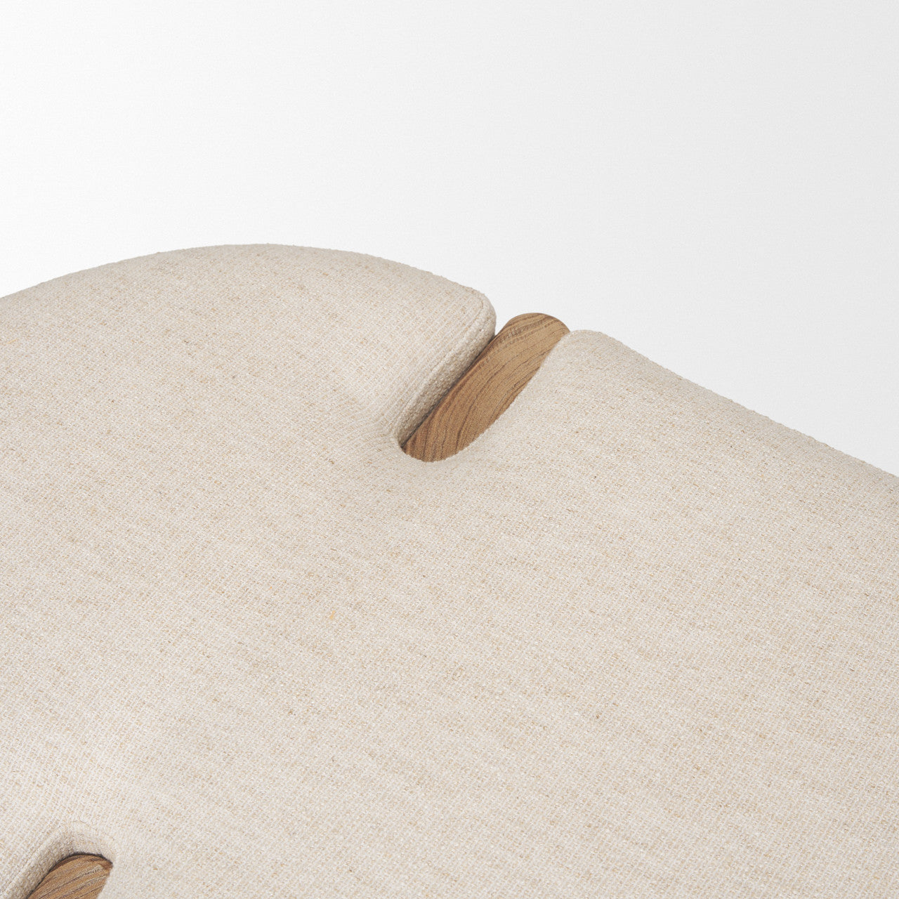 Sohan Light Brown Elm Wood w/ Oatmeal Fabric Bench