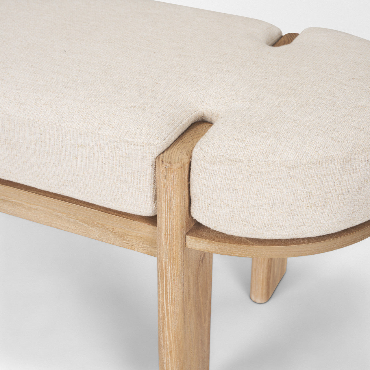 Sohan Light Brown Elm Wood w/ Oatmeal Fabric Bench