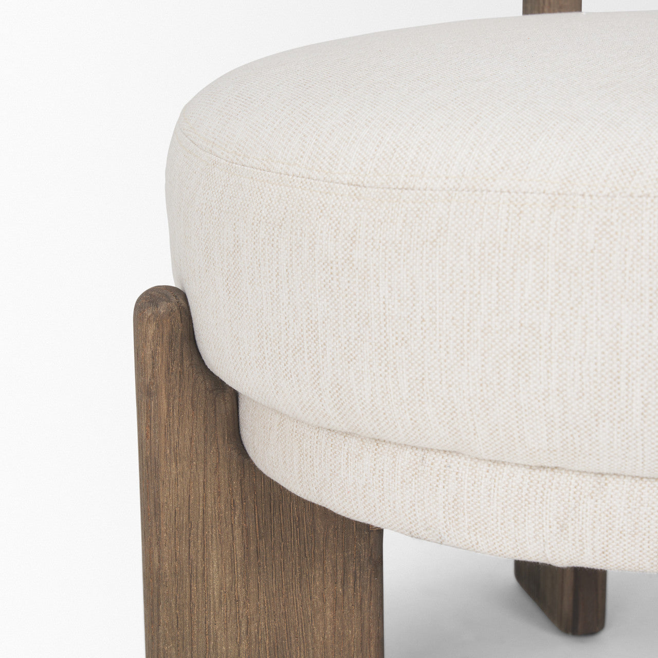 Souvik Dark Brown Wood w/ Oatmeal Fabric Accent Chair