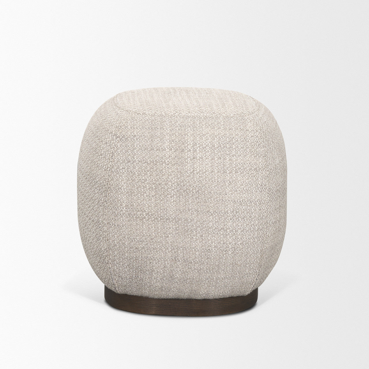 Siren Gray Fabric w/ Dark Brown Wood Round Accent Stool