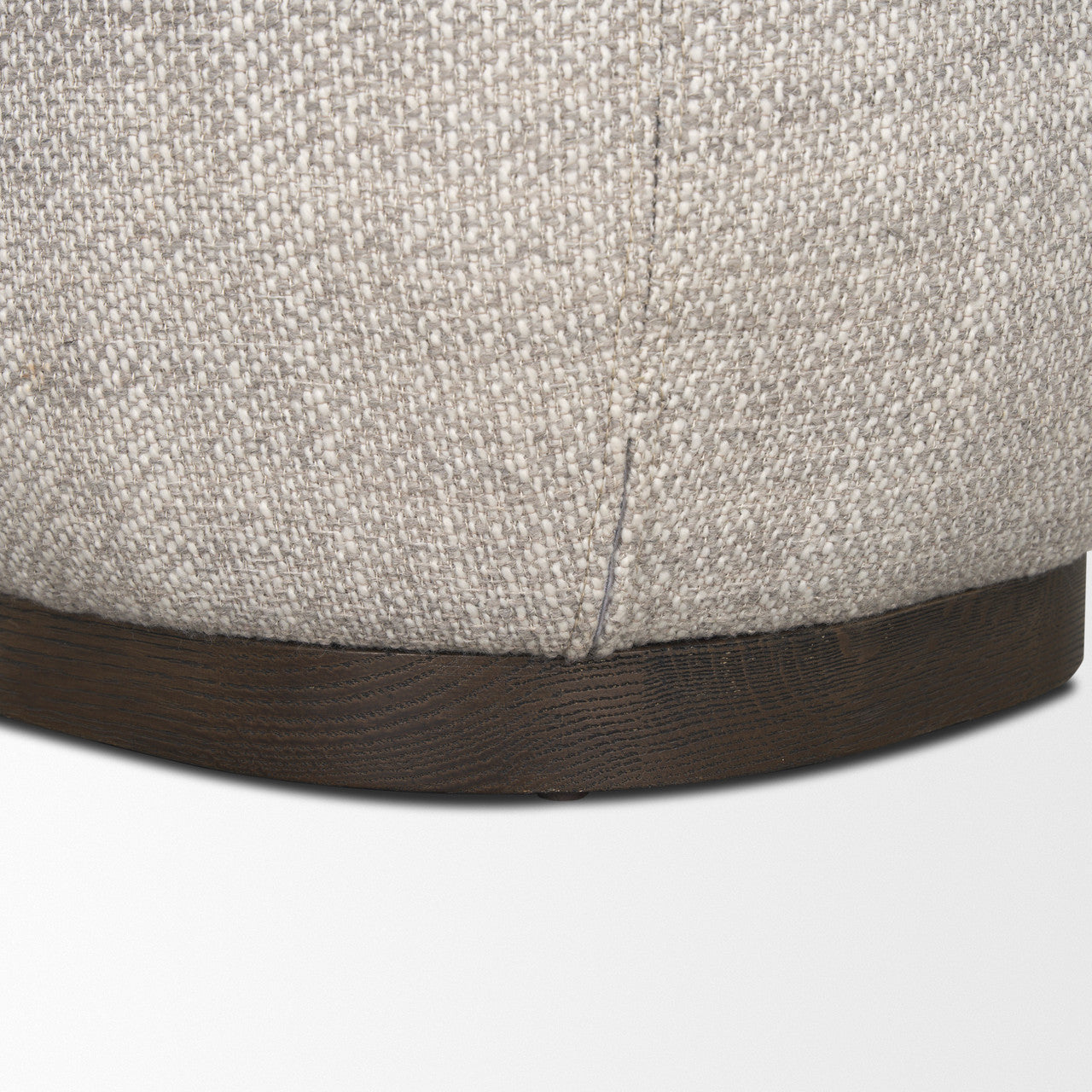 Siren Gray Fabric w/ Dark Brown Wood Round Accent Stool