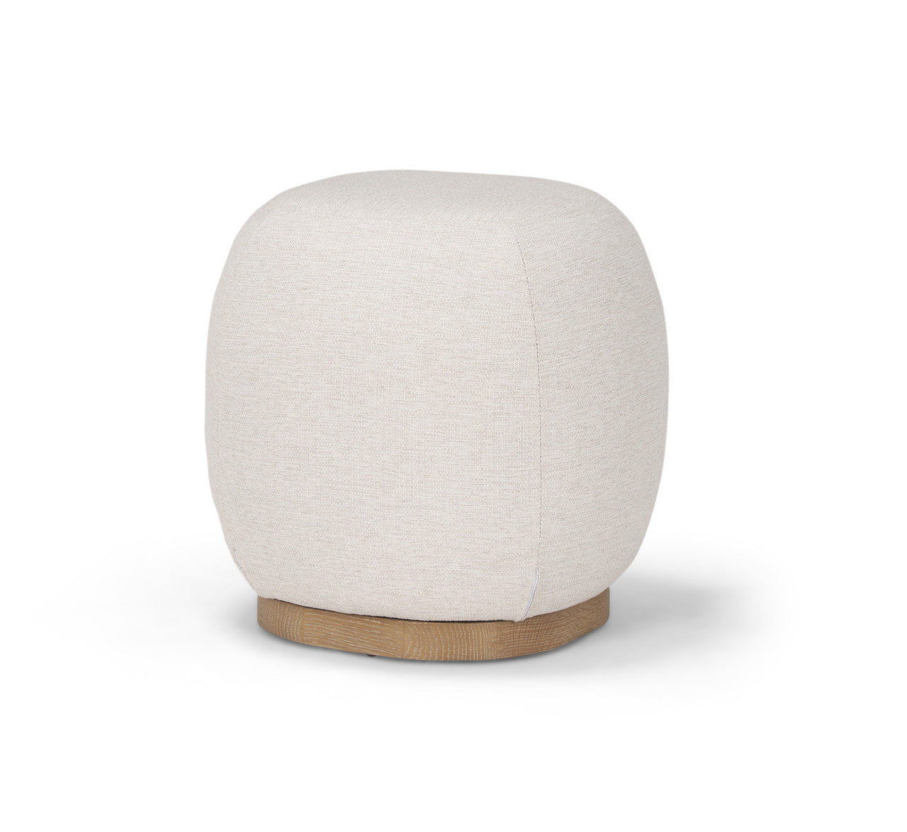 Siren Cream Fabric w/ Light Brown Wood Round Accent Stool