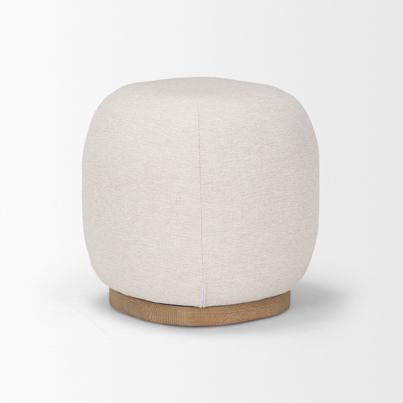 Siren Cream Fabric w/ Light Brown Wood Round Accent Stool