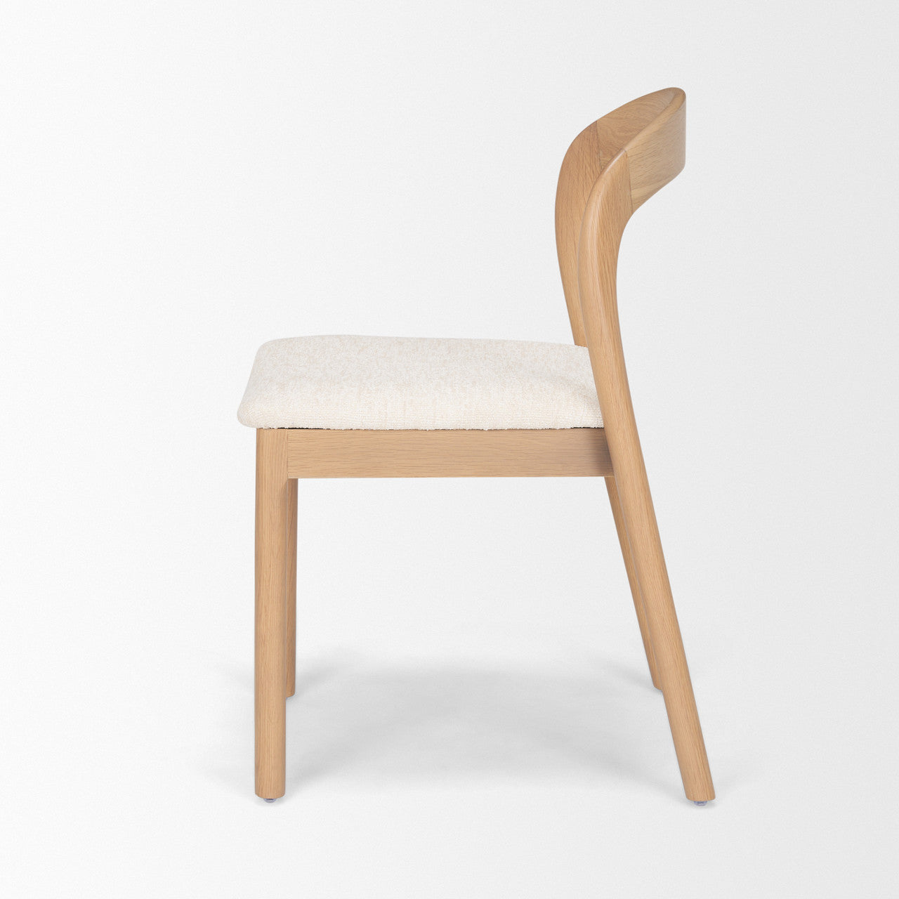 Nobu Oak Wood w/ Cream Fabric Open Back Dining Chair