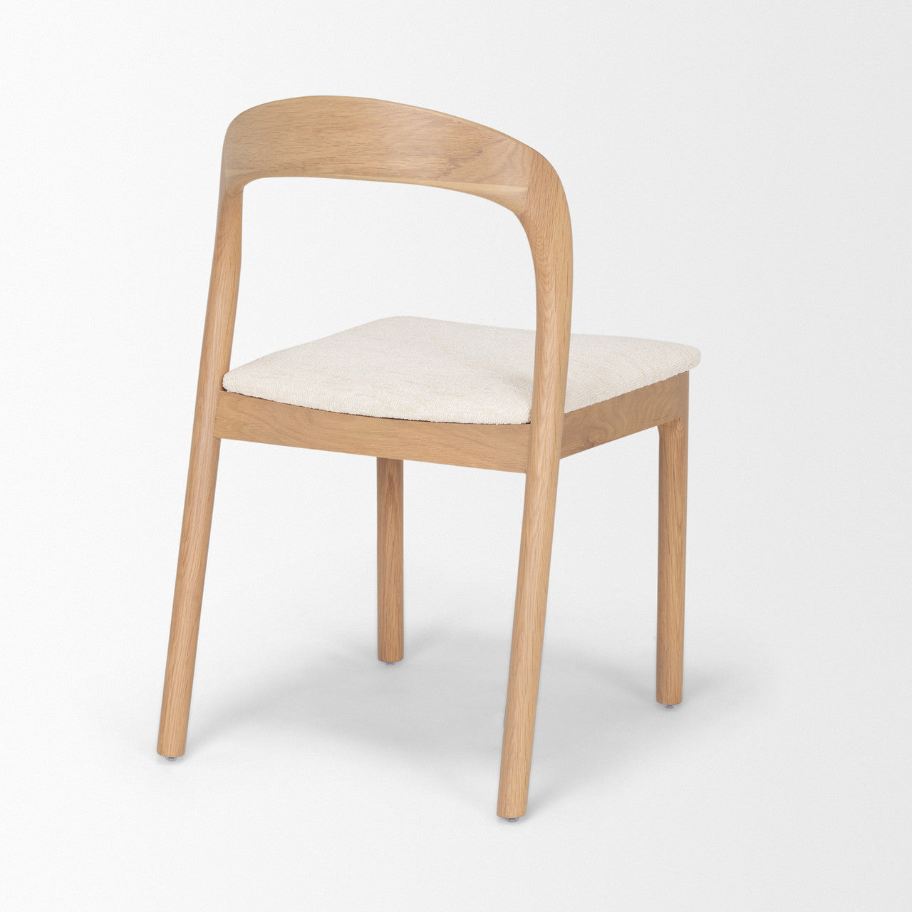 Nobu Oak Wood w/ Cream Fabric Open Back Dining Chair