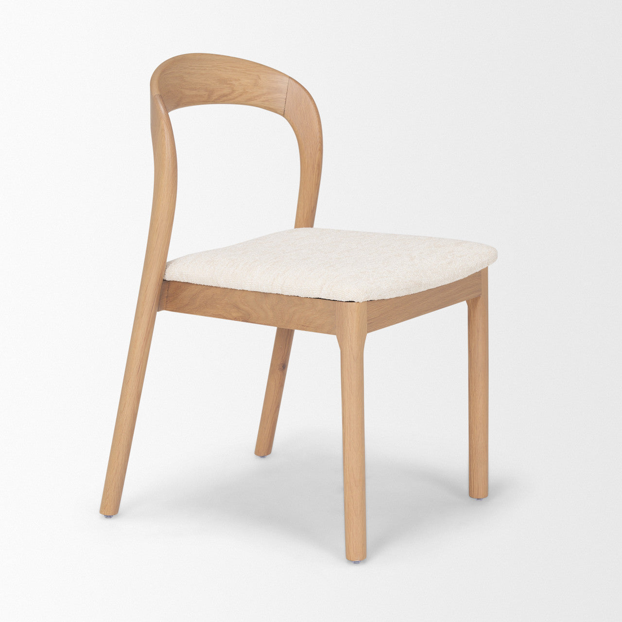 Nobu Oak Wood w/ Cream Fabric Open Back Dining Chair