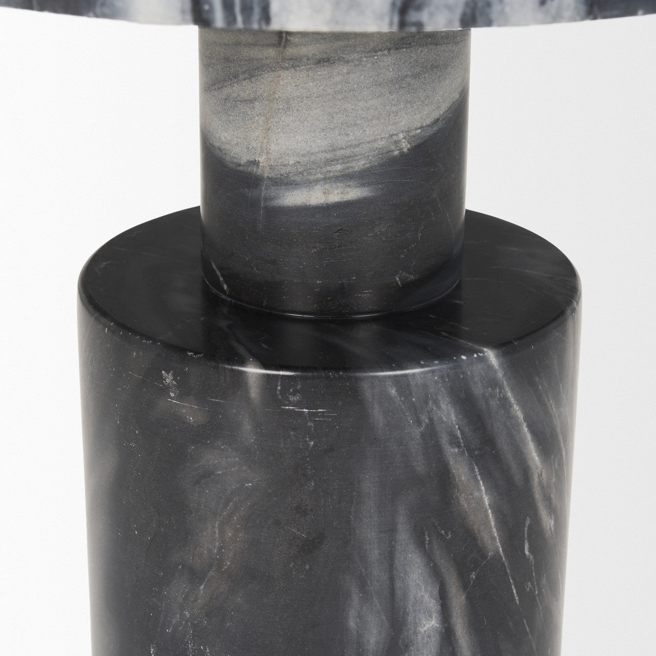 Taite Solid Dark Gray Marble Pedestal Accent Table